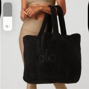 ALO Yoga Foxy Sherpa Plush Black Tote